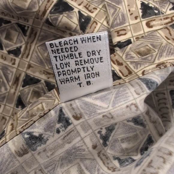 Vintage Pierre Cardin Button Down Shirt 90s Geometric Print Cotton Made in Korea - Picture 11 of 12
